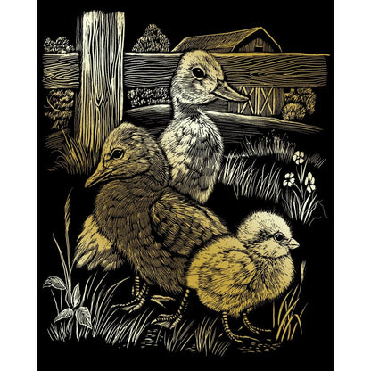 Royal Langnickel Gold Foil Engraving Art, Hatchlings- 8x10"