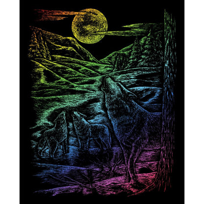 Royal Langnickel Rainbow Foil Engraving Art, Howling Wolves- 8x10"