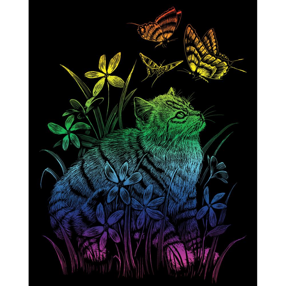 Royal Langnickel Rainbow Foil Engraving Art, Kitten & Butterflies- 8x10"