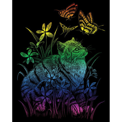 Royal Langnickel Rainbow Foil Engraving Art, Kitten & Butterflies- 8x10"