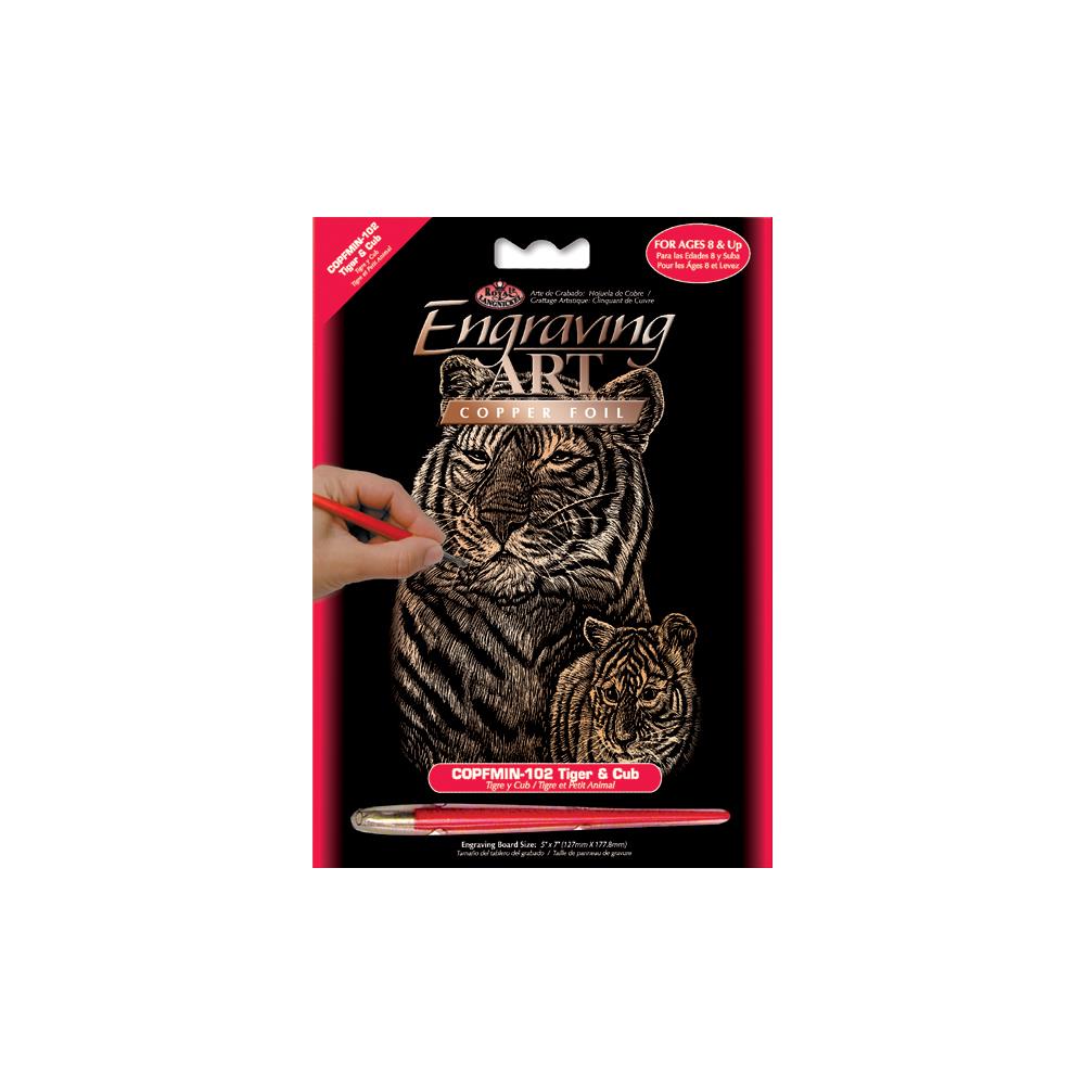 Royal Langnickel Copper Foil Engraving Mini Kit, Tiger And Cubs- 5x7"