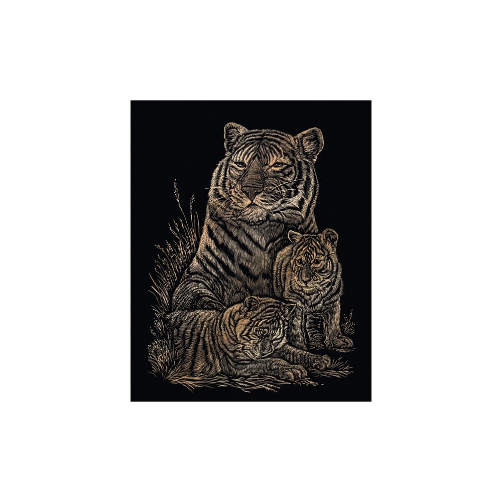 Royal Langnickel Copper Foil Engraving Art, Tiger And Cubs- 8x10"