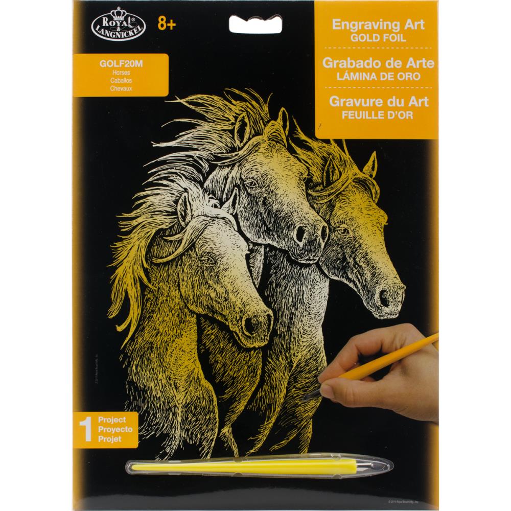 Royal Langnickel Gold Foil Engraving Art, Horses- 8x10"