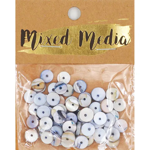 Arbee Mix Media Shell Heishi, Blue- 20g