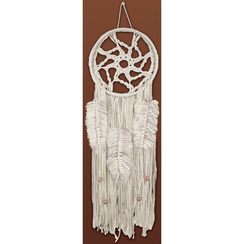 Design Works/Zenbroidery Macramé Wall Hanging Kit, Natural Dream Catcher- 8x24"