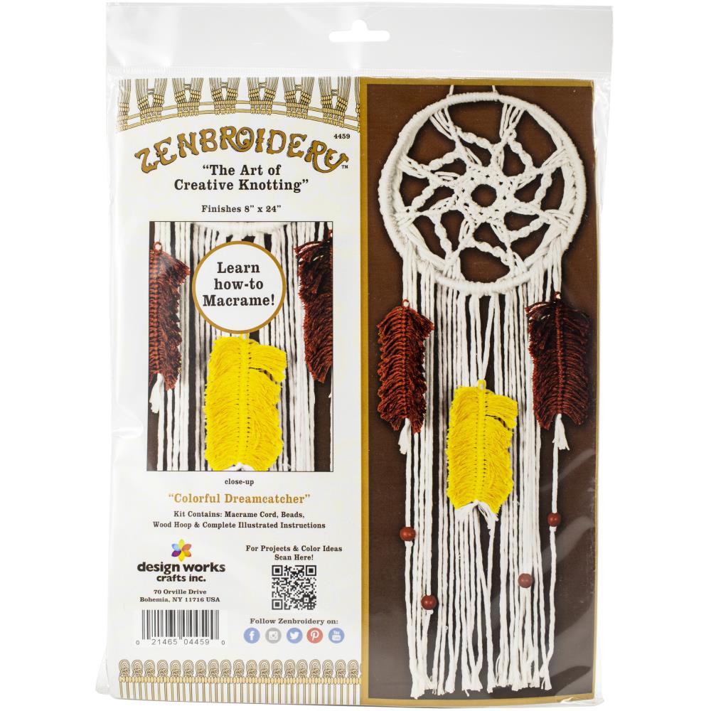 Design Works/Zenbroidery Macramé Wall Hanging Kit, Selectionful Feather- 8"x24"