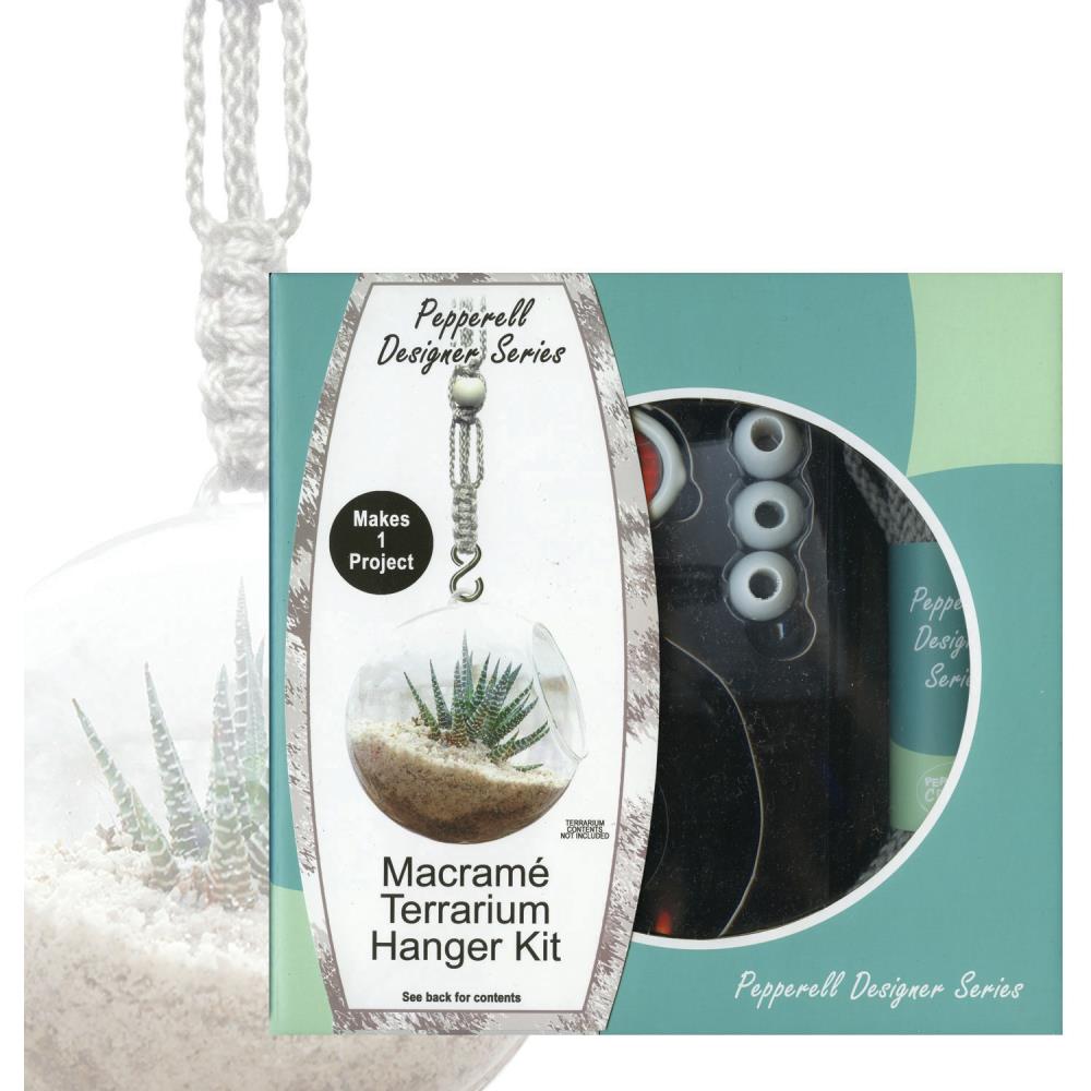 Pepperell Designer Series Macramé Terrarium Hanger Kit, Grey