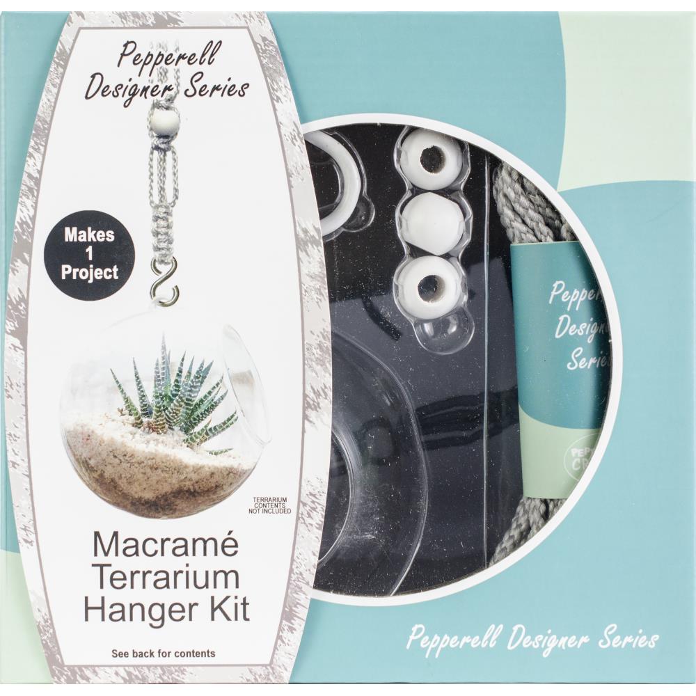 Pepperell Designer Series Macramé Terrarium Hanger Kit, Grey