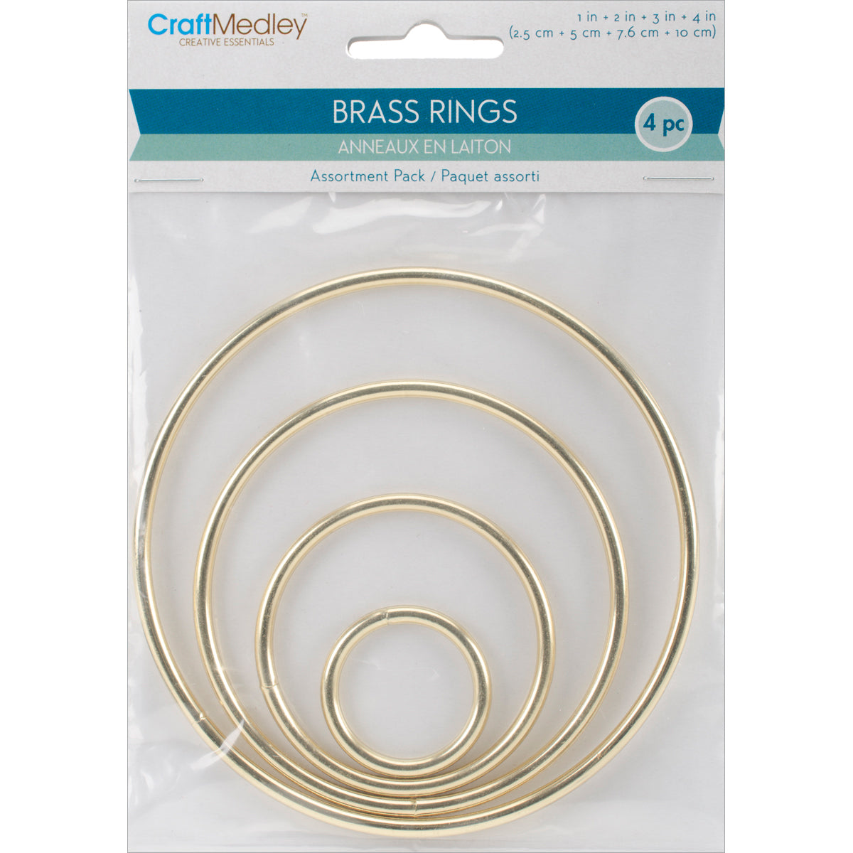 Craft Medley Brass Rings, Gold