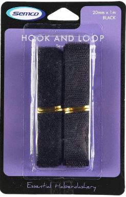 Sew-It Hook & Loop Sew-On, Black- 20mmx1m