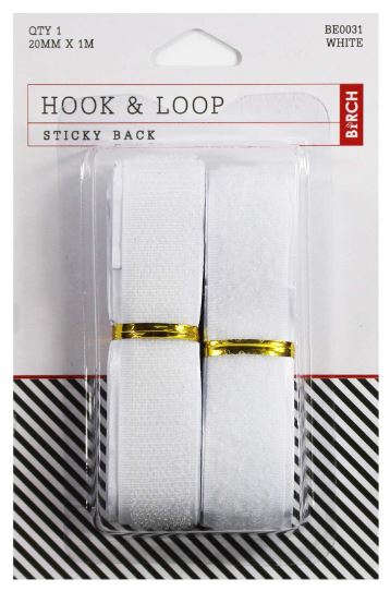 Sew-It Hook & Loop Sticky Back, White- 20mmx1m