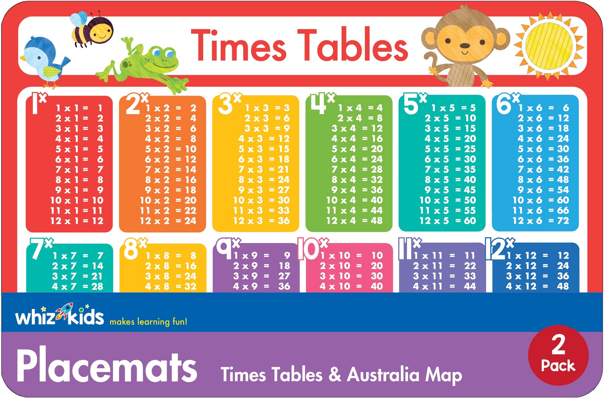 Whiz Kids Placemat Pack Times Table & Australia Map Lincraft