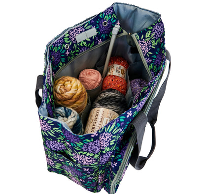 Knitting Storage Bag Ultimate, Purple Floral- 38x18x32cm