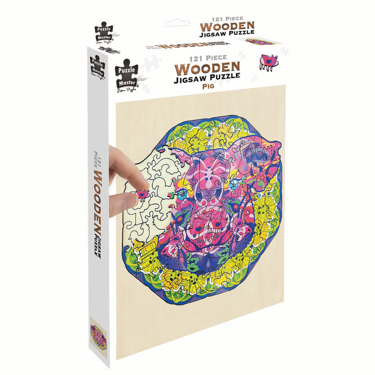 Puzzle Master Wooden Jigsaw Puzzle, Pig- 121pc