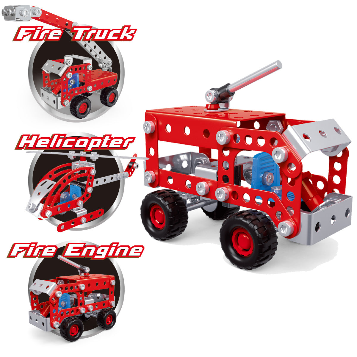 Construct It, Fire Rescue 3 In 1 Set- 121pc