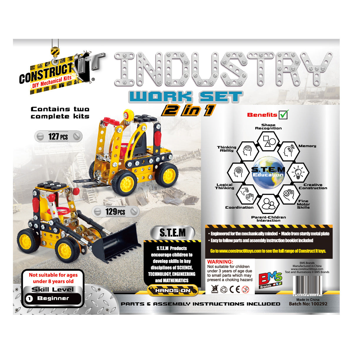 Construct It, 2-In-1 Industry Work Set- 127pc