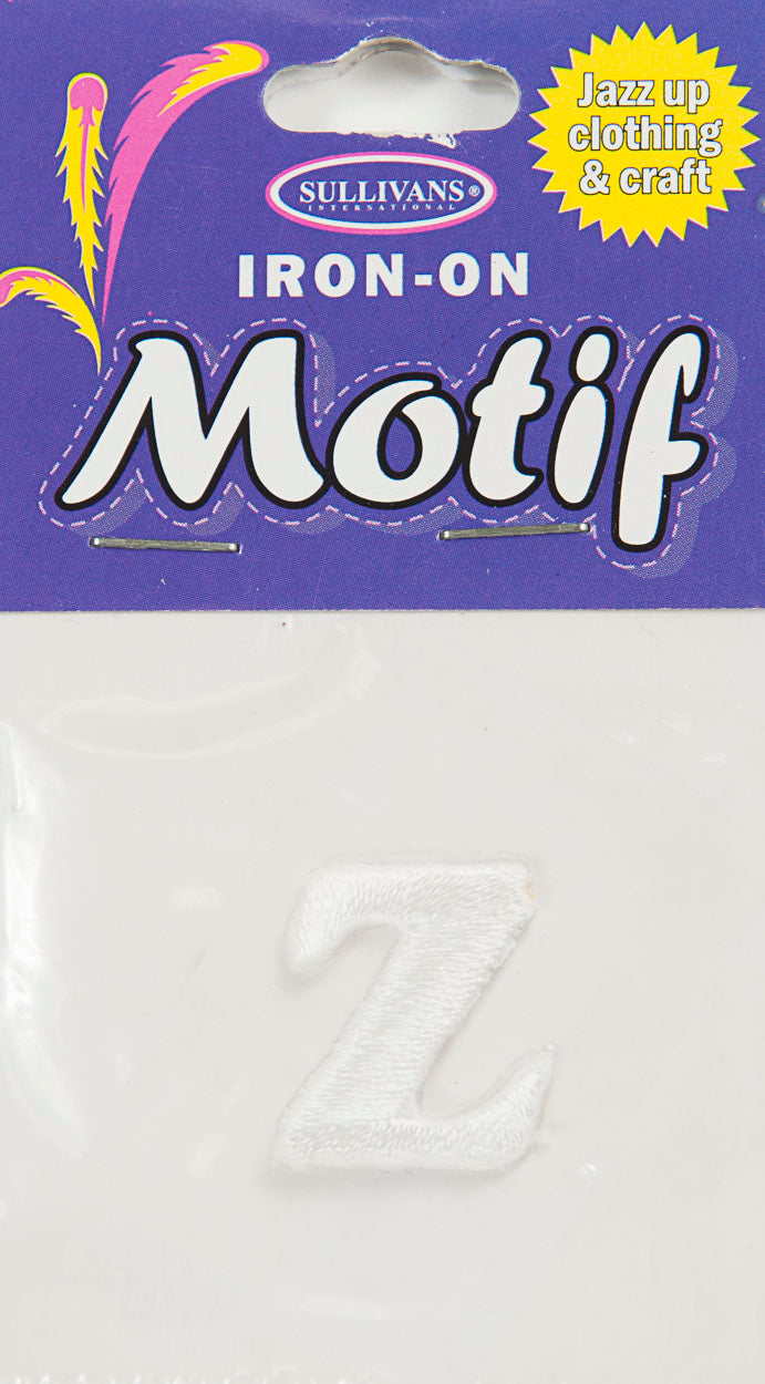 Iron On Motif Letter Z, White - 20mm - Sullivans