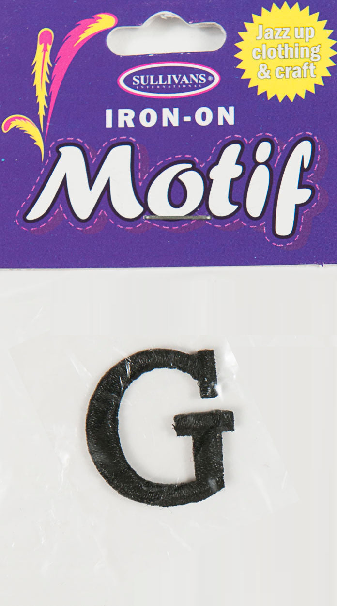 Iron On Motif Letter G, Black - 20mm - Sullivans