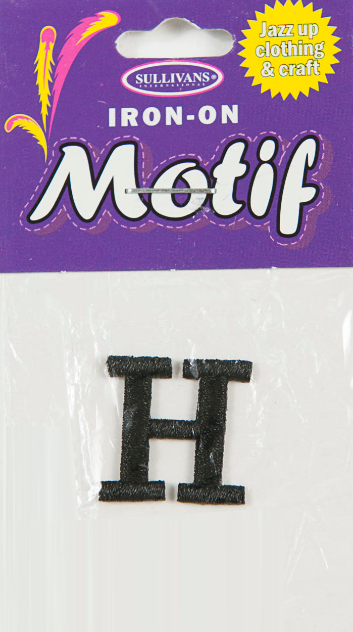 Iron On Motif Letter H, Black - 20mm - Sullivans