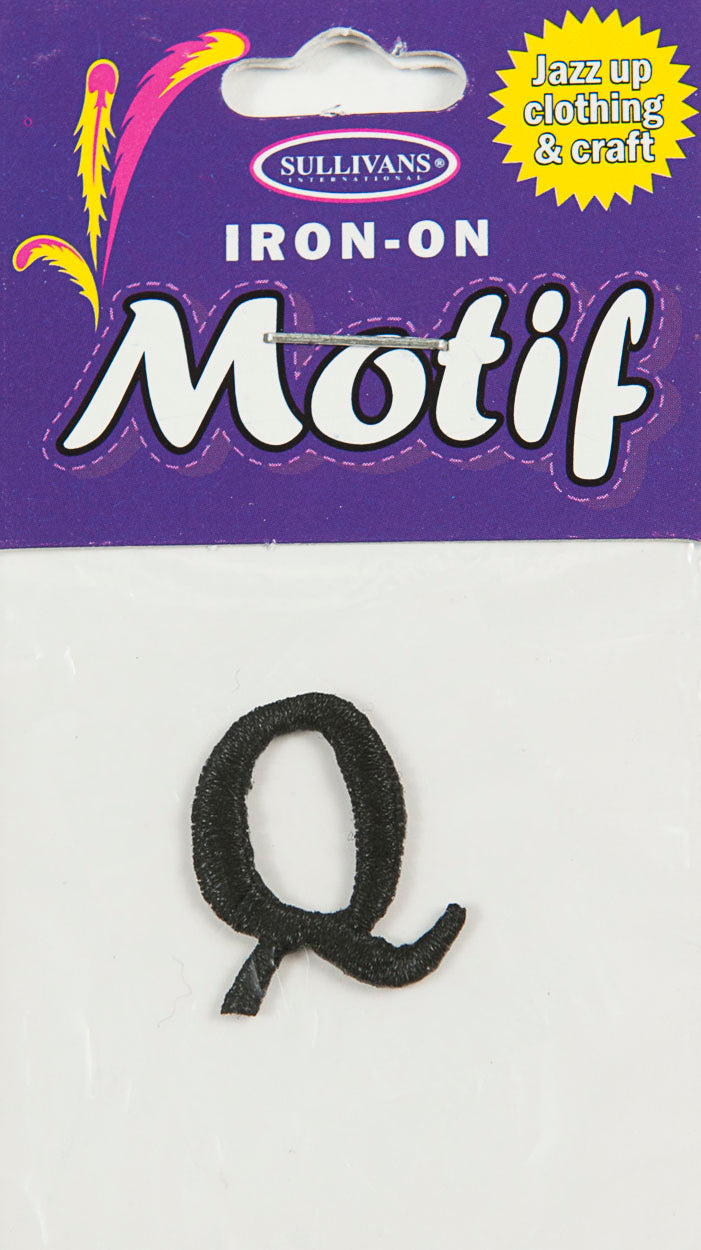 Iron On Motif Letter Q, Black - 20mm - Sullivans