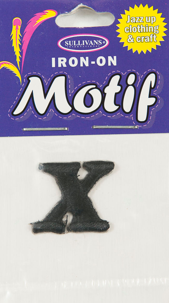 Iron On Motif Letter X, Black - 20mm - Sullivans