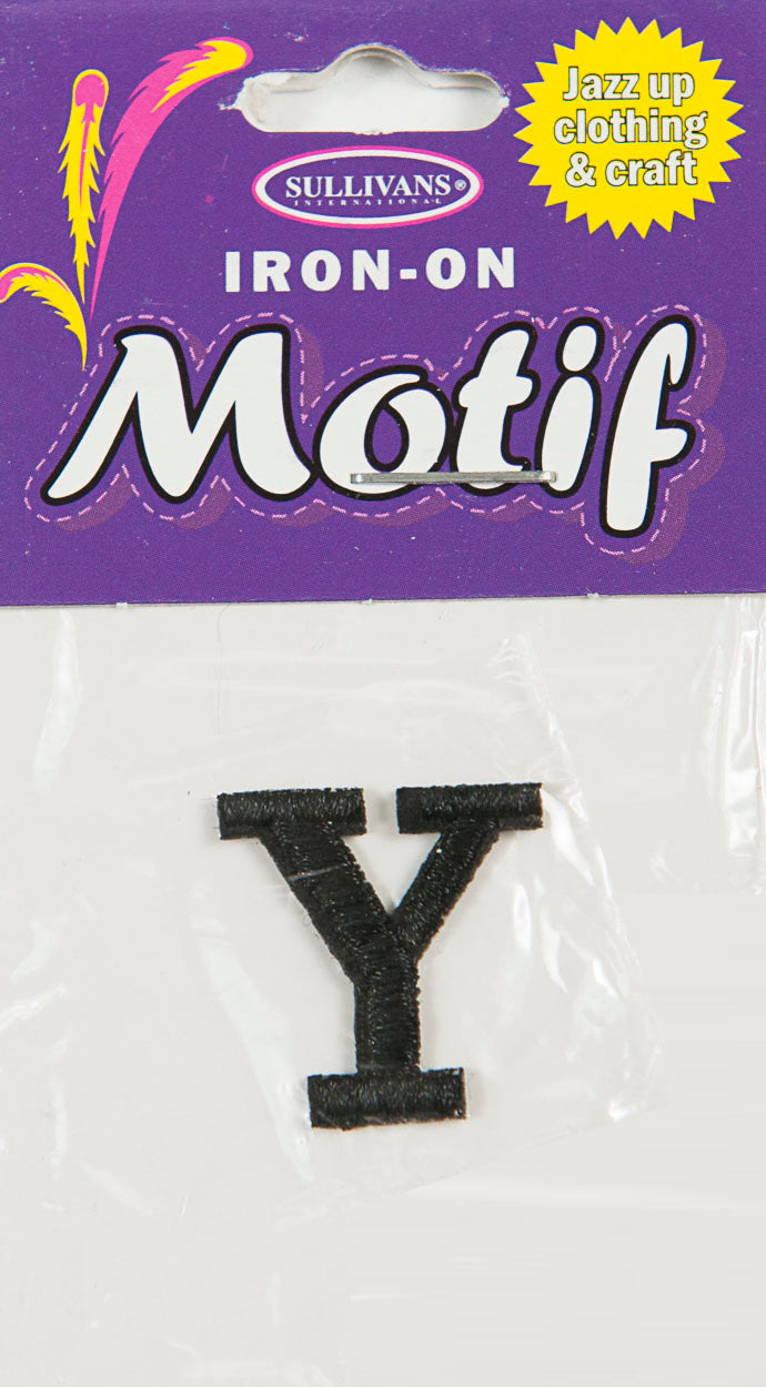 Iron On Motif Letter Y, Black - 20mm - Sullivans