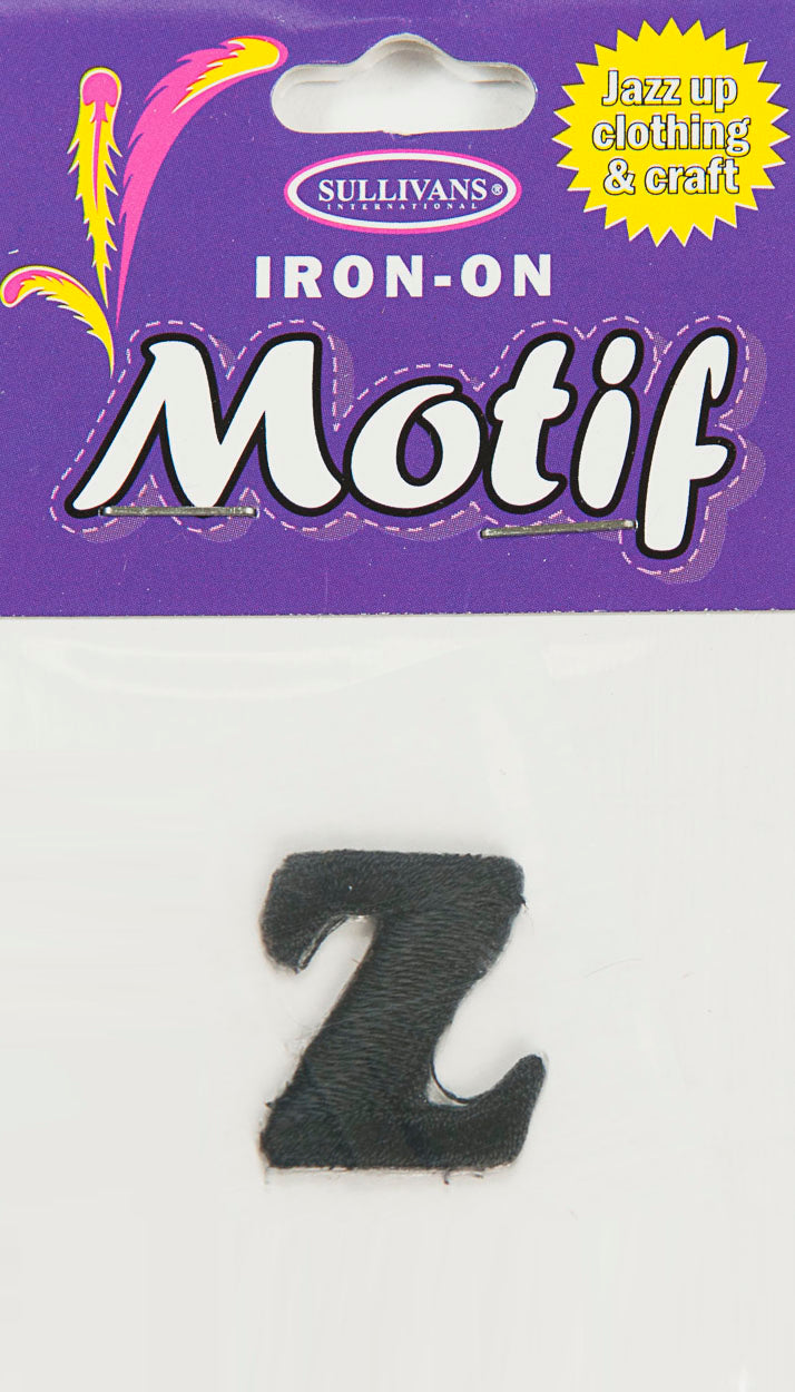 Iron On Motif Letter Z, Black - 20mm - Sullivans