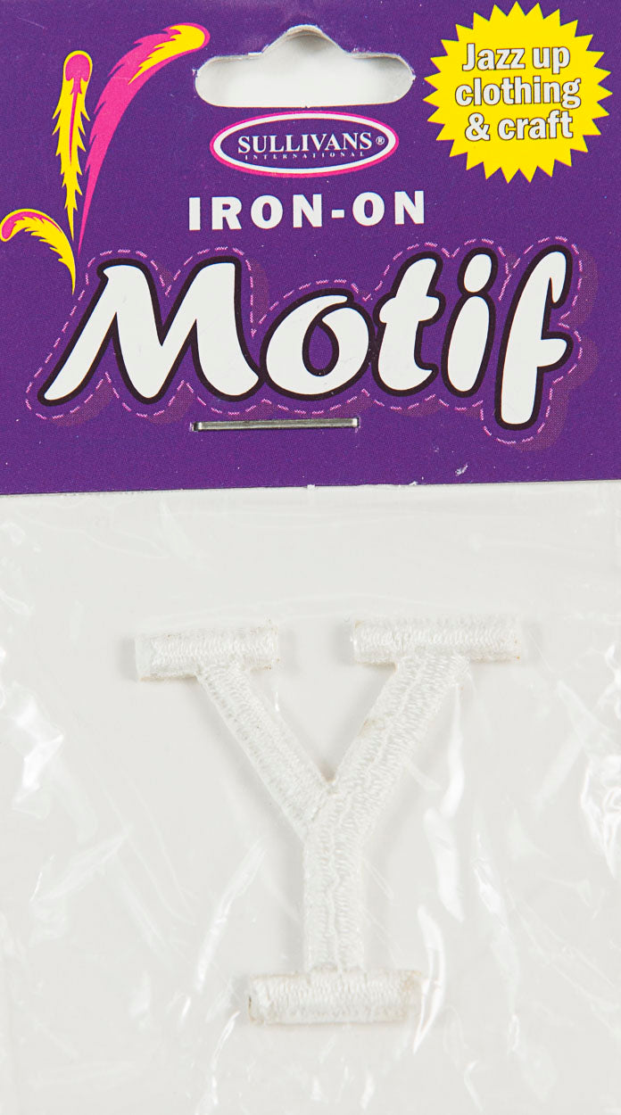 Iron On Motif Letter Y, White - 30mm - Sullivans