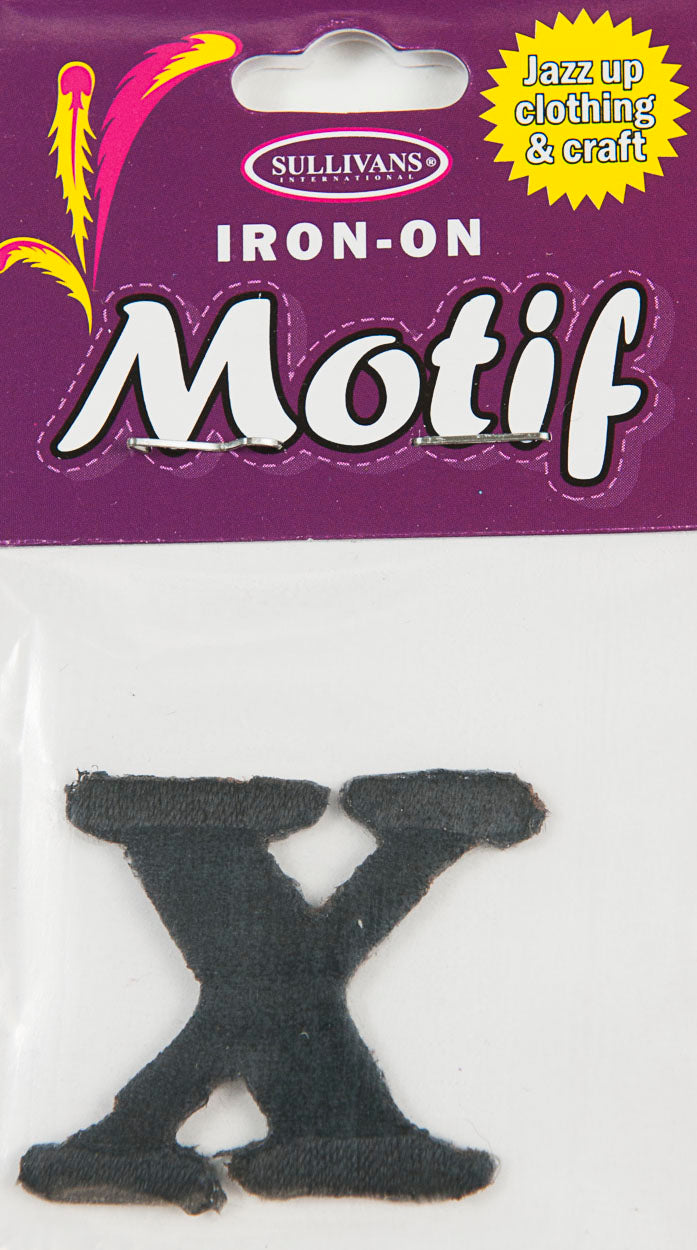 Iron On Motif Letter X, Black - 30mm - Sullivans