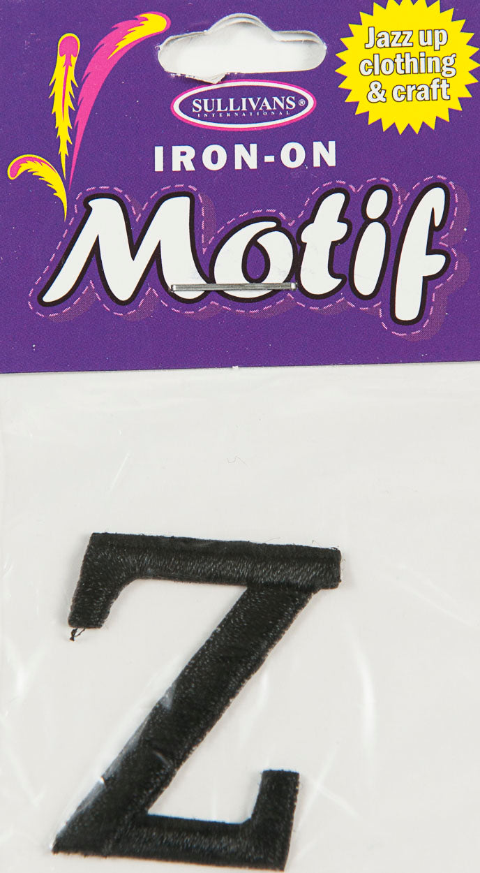 Iron On Motif Letter Z, Black - 30mm - Sullivans