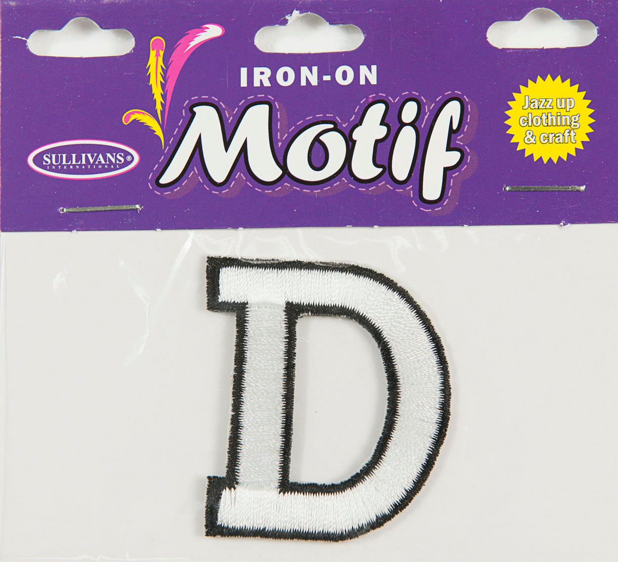 Iron On Motif Letter D, White - 45mm - Sullivans