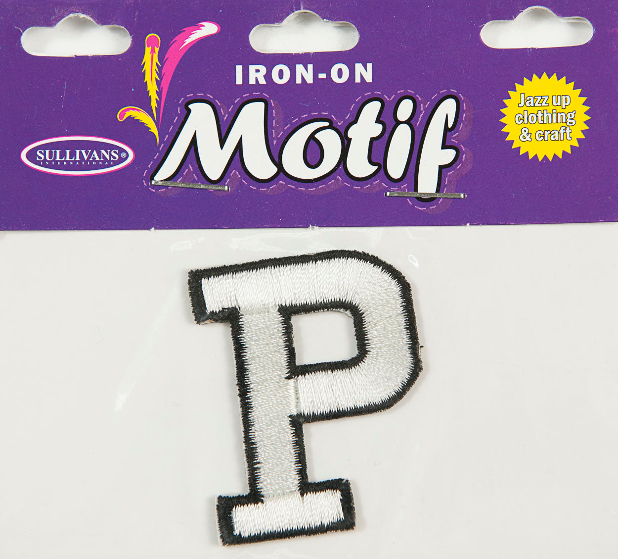 Iron On Motif Letter P, White - 45mm - Sullivans