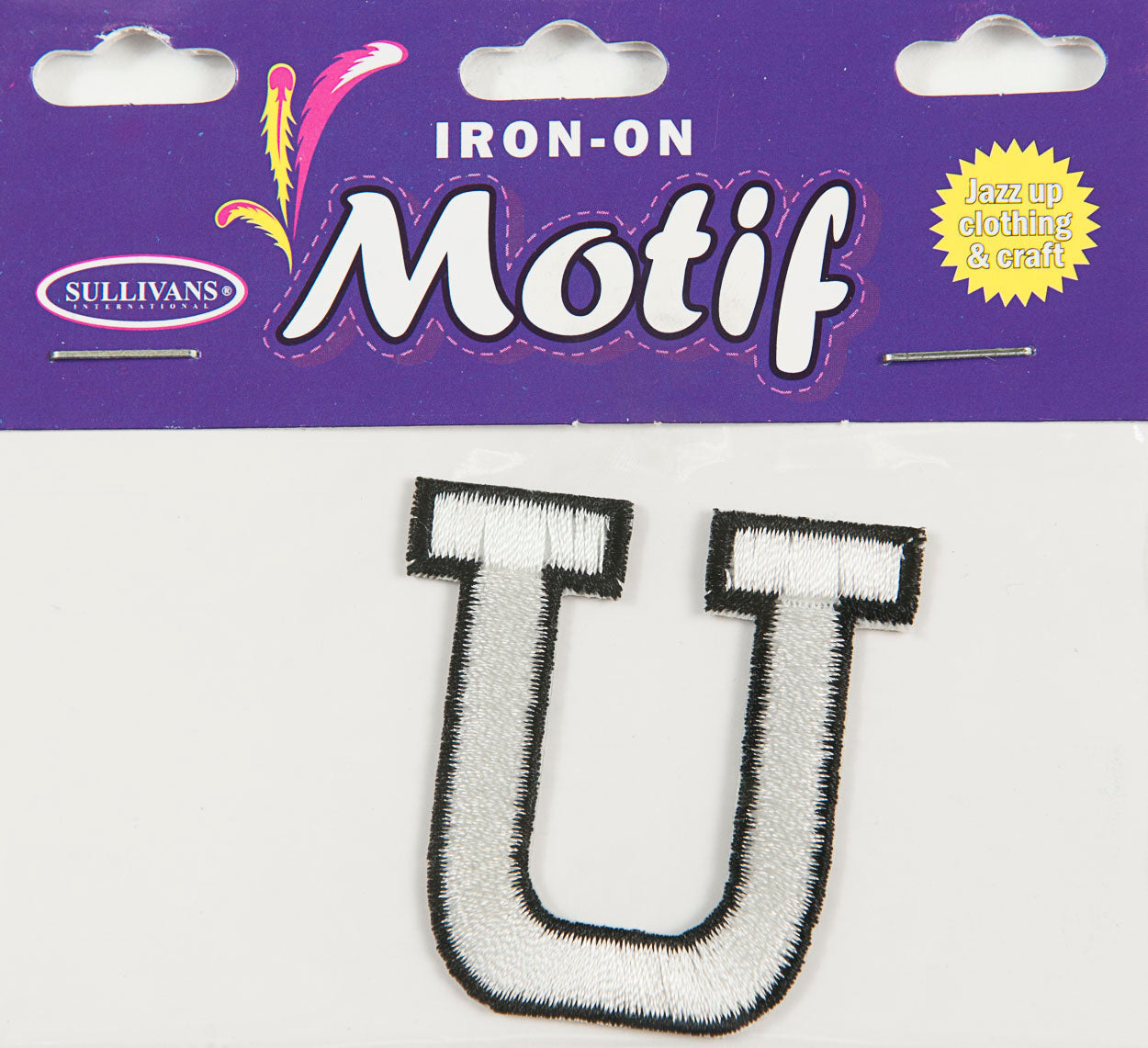 Iron On Motif Letter U, White - 45mm - Sullivans