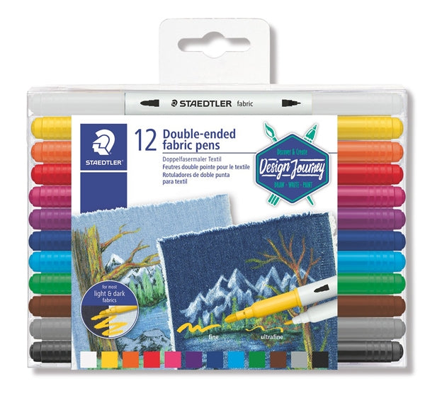 Staedtler Double-Ended Fabric Pen, Assorted- 12pc