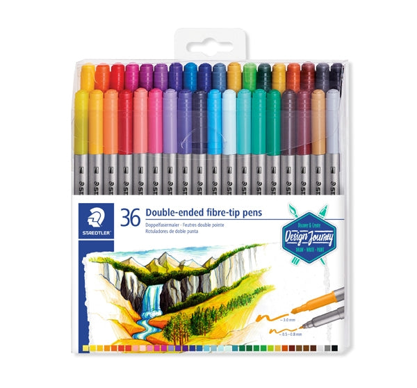 Staedtler Double-Ended Fibre-Tip Pen, Assorted-36pc