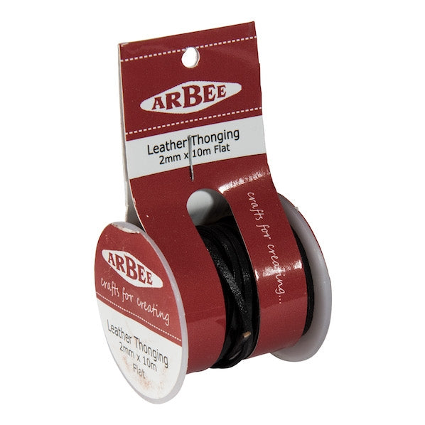 Arbee Leather Thonging, 2mm Flat Black -10m