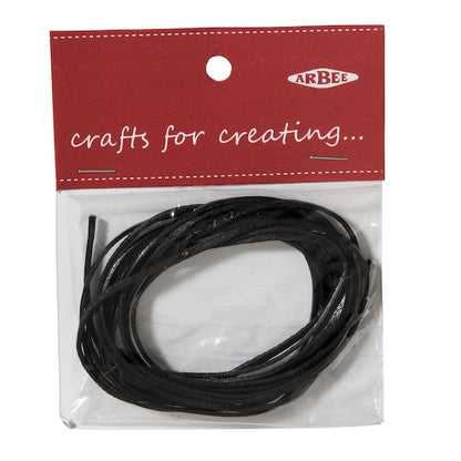 Arbee Leather Thonging, 1.5mm Flat Black- 2m