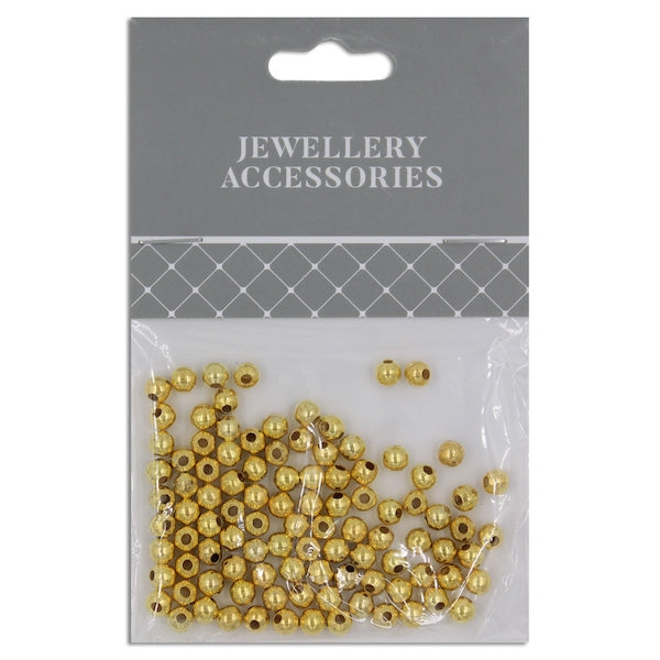 4mm Round Plastic Spacer, Gold- 100pc- Sullivans