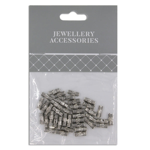 7mm Tube Spacer, Silver- 40pc- Sullivans