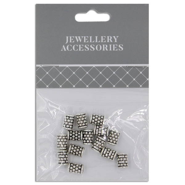 9mm Entrusted Tube Spacer, Silver- 14pc- Sullivans