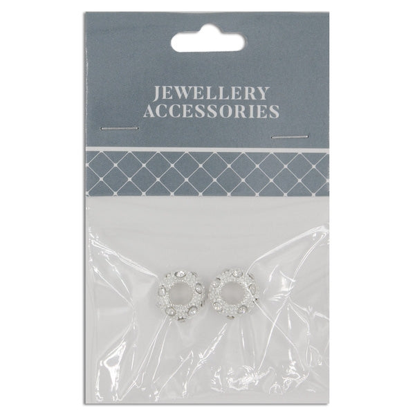 10mm Donut Diamante Spacer, Silver- 2pc- Sullivans