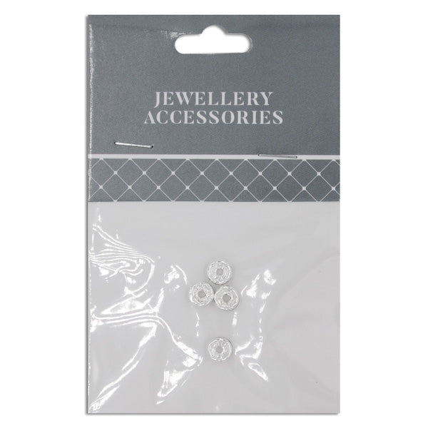 6mm Rondelle Crystal Spacer, Silver- 4pc- Sullivans