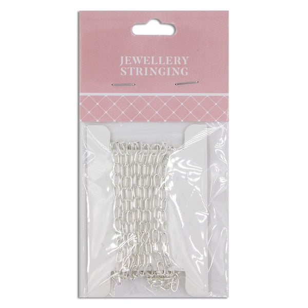 7x4mm Straight Oval Link Chain, Bright Silver- 1m- Sullivans