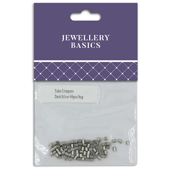 2mm Tube Crimpers, Dark Silver- 80pc- Sullivans