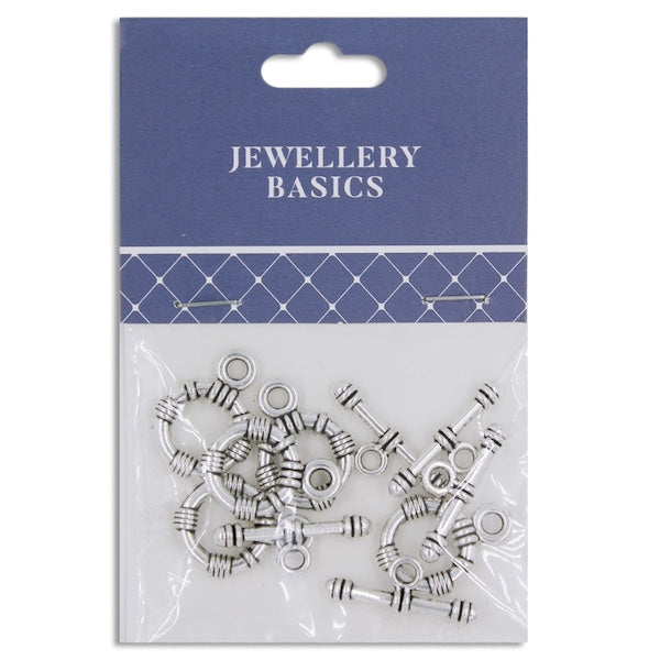 15mm Toggle Clasp, Silver- 5 Sets- Sullivans