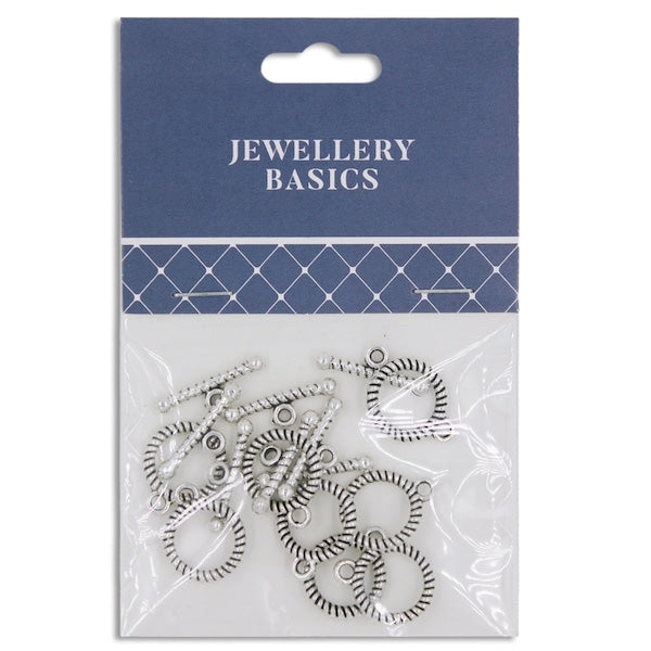 12mm Roper Toggle Clasp, Silver- 8 Sets- Sullivans