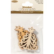 Wooden Buttons, Curly Christmas Tree- 5pk