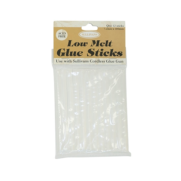 Sullivans Low Melt Glue Stick, 7.2mm x 100mm- 12pk