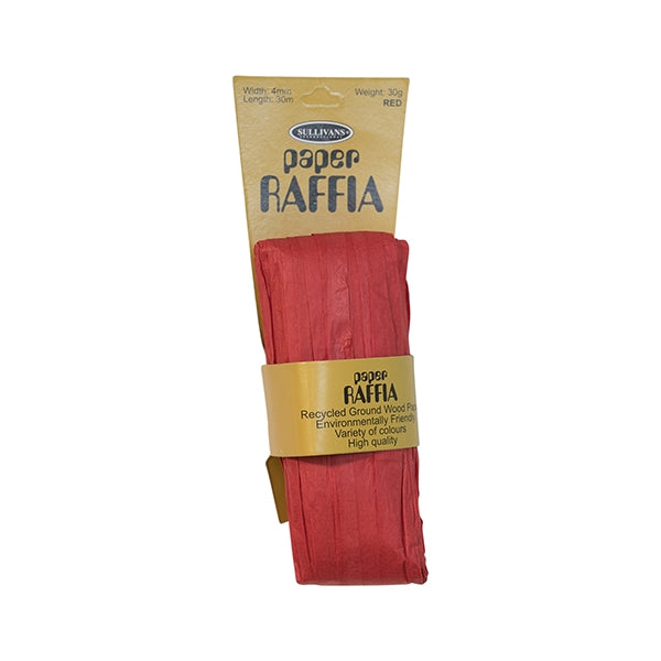 Paper Raffia, Red- 4mm x 30m