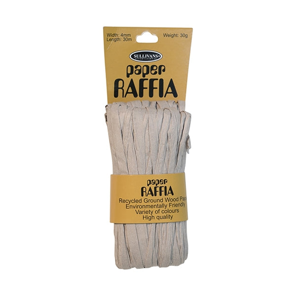 Paper Raffia, Grey- 4mm x 30m